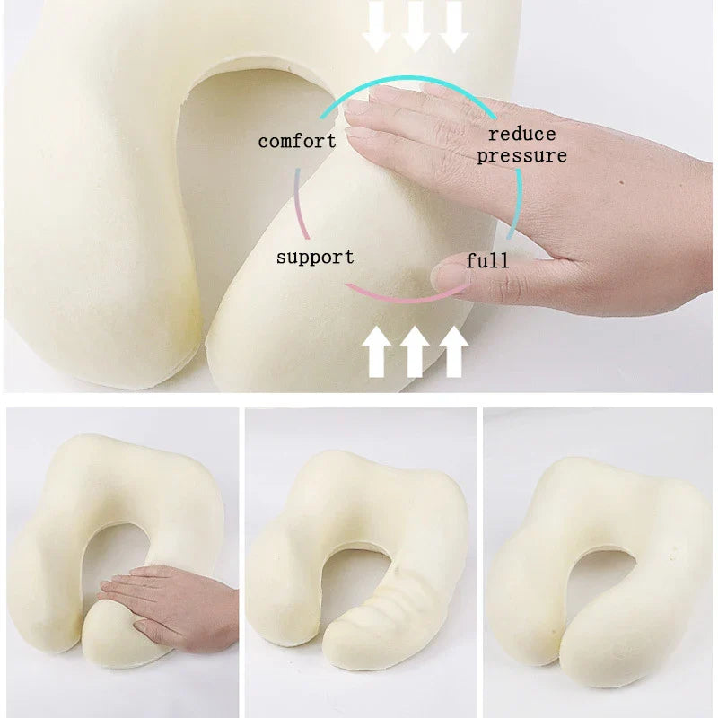 Kids U-Shaped Memory Foam Neck Pillow – 360° Support Travel & Nap Cushion, Slow Rebound with Removable Cover for Children