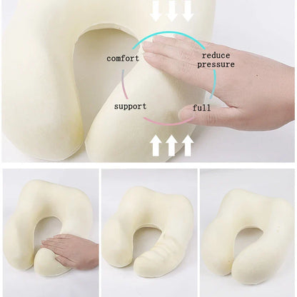 Kids U-Shaped Memory Foam Neck Pillow – 360° Support Travel & Nap Cushion, Slow Rebound with Removable Cover for Children