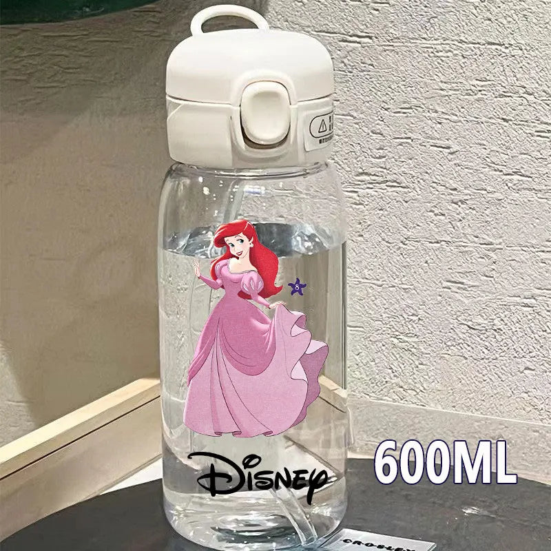 600/400ML Mermaid Princess Water Cup – Portable Transparent Plastic Sport Bottle for Kids