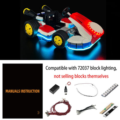 LED Light Kit for LEGO Mario Kart 72037 - Lighting Set for Mario & Standard Kart Building Blocks