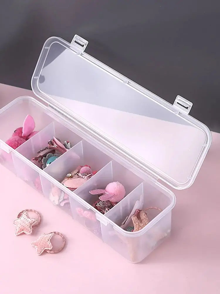 Plastic Jewelry & Hair Accessories Organizer – 5-Compartment Storage Box for Desktop, Cables & Miscellaneous Items