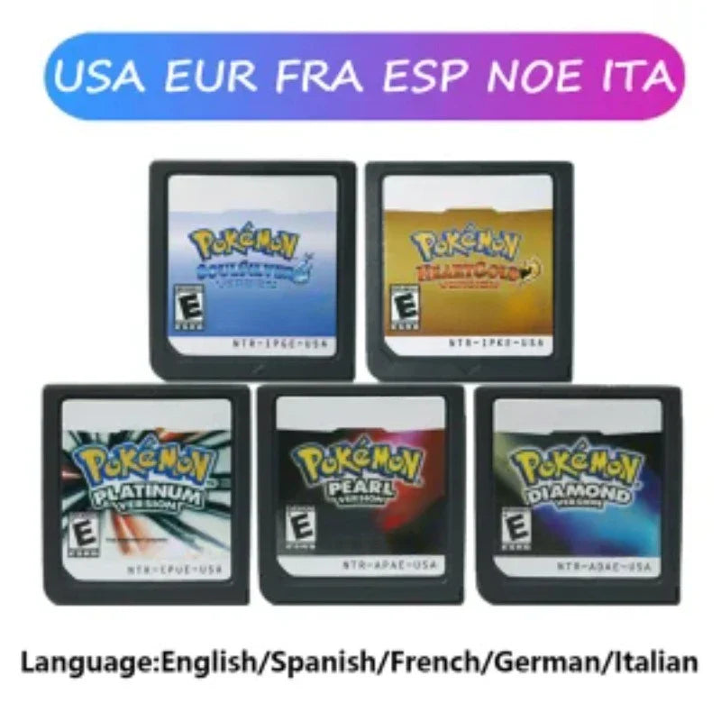 Pokemon Series DS Game Cartridge – Platinum, Pearl, Diamond, HeartGold, SoulSilver, Multilingual for NDS/3DS Consoles