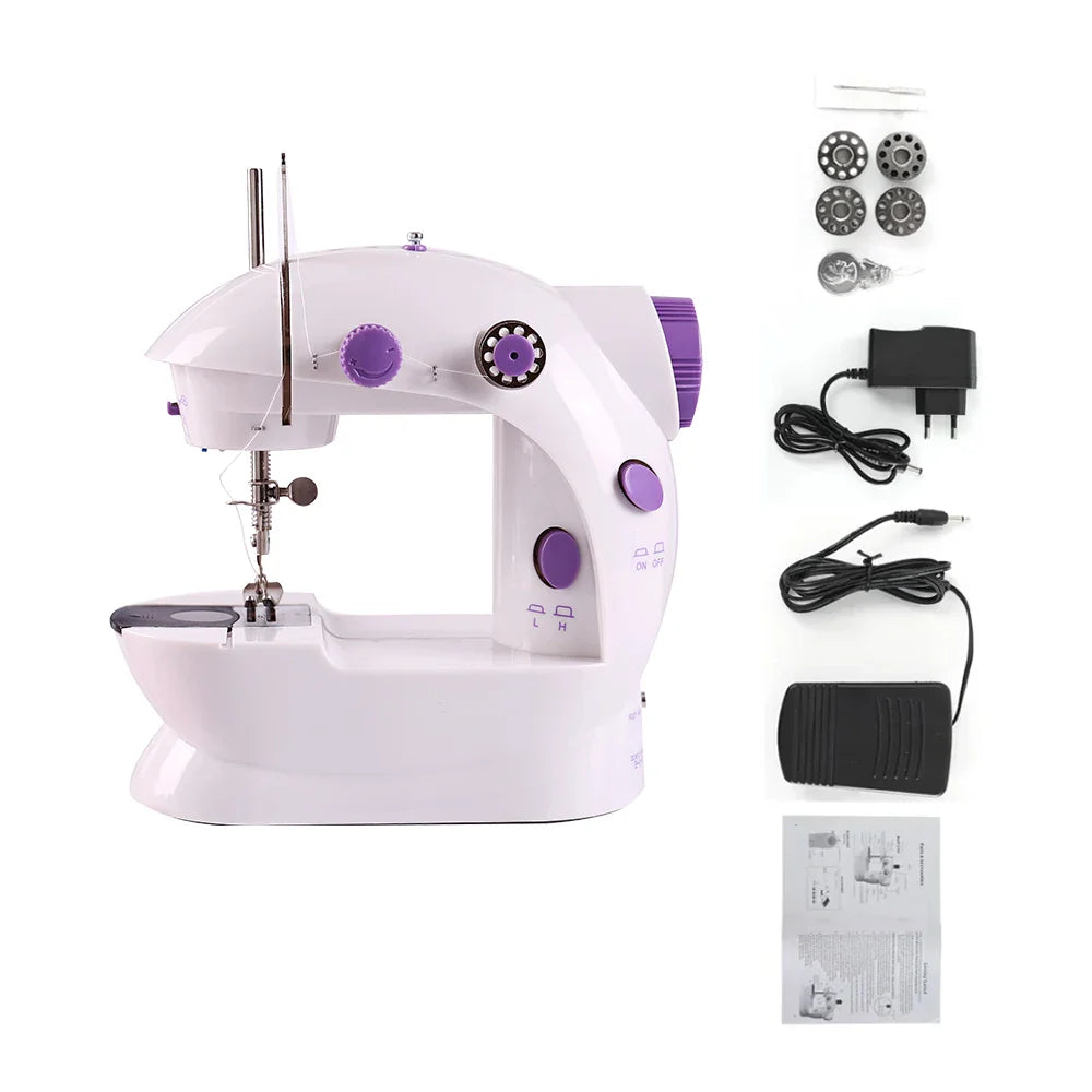 Mini Electric Sewing Machine | Double Speed Household Portable with Night Light & Foot Pedal - Beginner's Kit