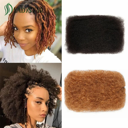 Brazilian Remy Afro Kinky Curly Human Hair for Braiding & Dreadlocks – 30g Natural Color Bulk Hair Extension (No Weft, 1 Bundle)