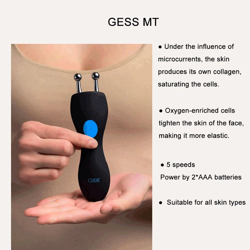 GESS Microcurrent Facial Device — Anti-Aging Face & Neck Massager for Home and Office Skin Care
