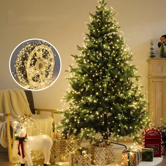Outdoor Remote Control Copper Wire Lights — Starry Sky & Flower Wreath Decorative String Lights for Christmas & Holidays