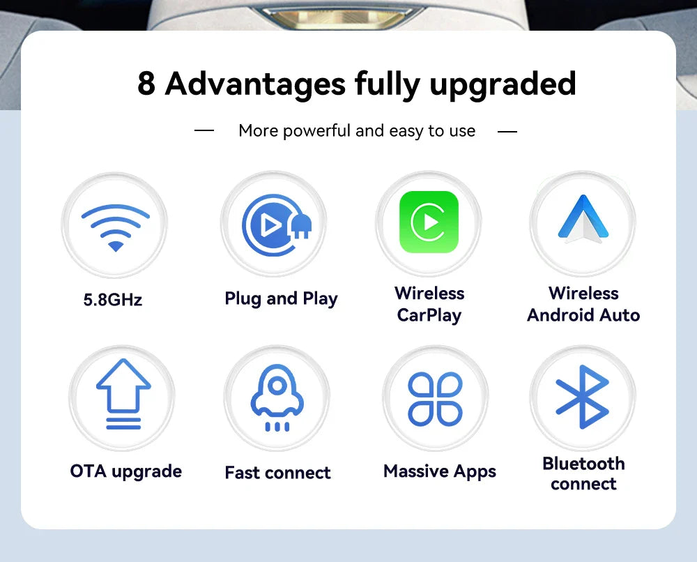 CarlinKit 5.0 Mini 5 Pro — Wireless CarPlay & Android Auto USB Dongle with WiFi & Bluetooth