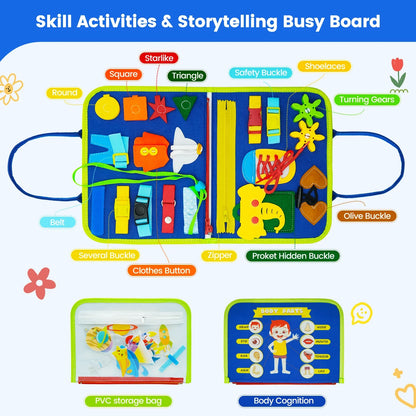 Toddler Felt Montessori Busy Book – Sensory Activity Boards, Fine Motor Skills, Quiet Book Educational Toy for Preschool