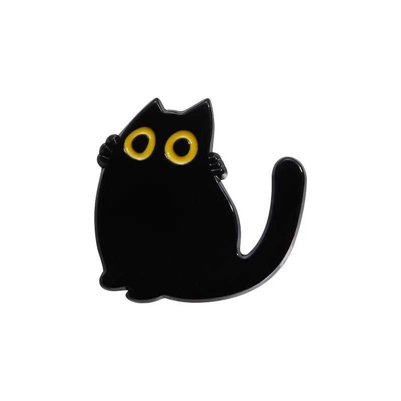 Cute Black Cat Enamel Pin – Tiny Cartoon Animal Metal Brooch Badge Jewelry Accessory Gift