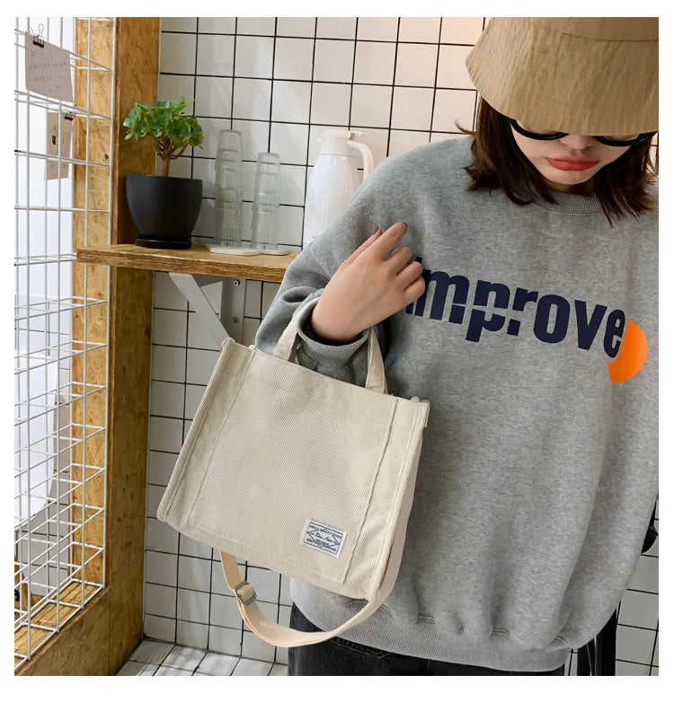 Rilibegan Shoulder Bag for Women - New Style Simple Corduroy, Large Capacity, Small Square Handbag, Trendy and Portable