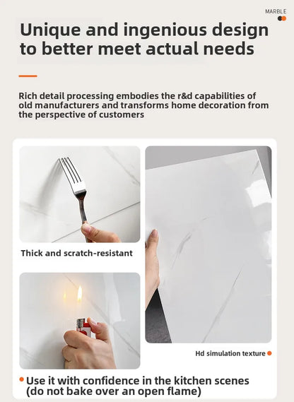 10-50Pcs PVC Marble Wall Stickers — Self-Adhesive Thickened Waterproof Tile Stickers for Bathroom Kitchen Floor Home Decor