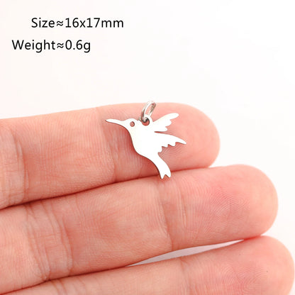 5PCS Animal Claw Charms Set – Stainless Steel Cat, Elephant, Hummingbird & Yoga DIY Pendants for Necklaces & Earrings