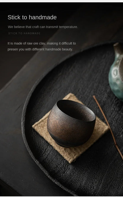 Japanese Handmade Stoneware Tea Cup – Small Kung Fu Single Teacup Vintage Style