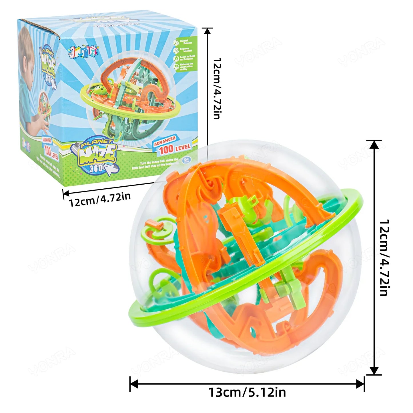3D Puzzle Ball Maze Game - Steel Track Brain Teaser Toy with 100 Obstacles for Kids Birthday Gift