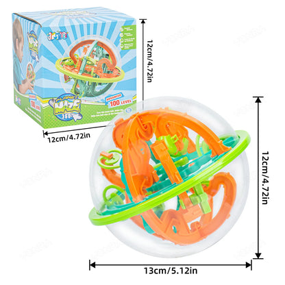 3D Puzzle Ball Maze Game - Steel Track Brain Teaser Toy with 100 Obstacles for Kids Birthday Gift