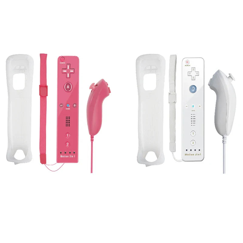 2-in-1 Nintendo Wii Controller Set | Wireless Remote Gamepad with Motion Plus Joystick & Silicone Case