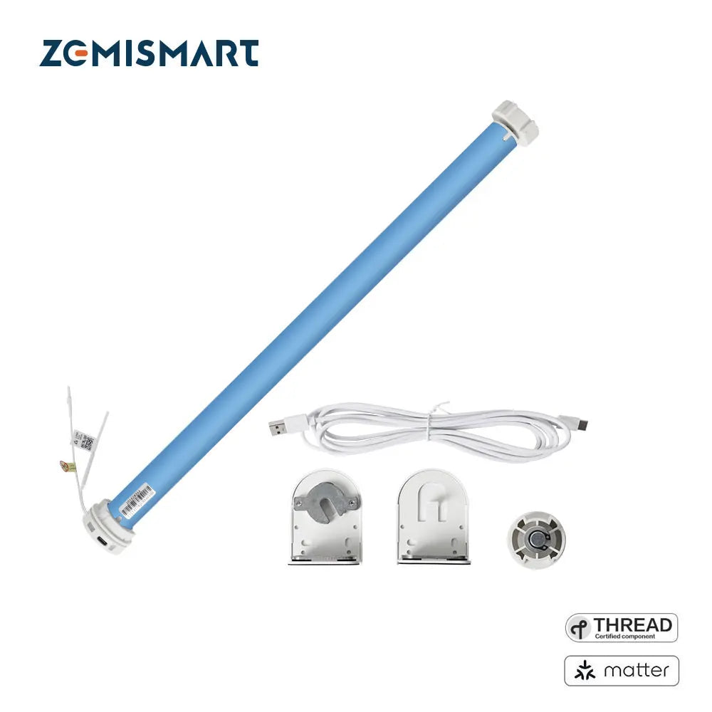 Zemismart Matter Smart Roller Shade Blinds – Motor with Built-in Battery, 38mm Tube, Compatible with HomeKit, Google Home, SmartThings App