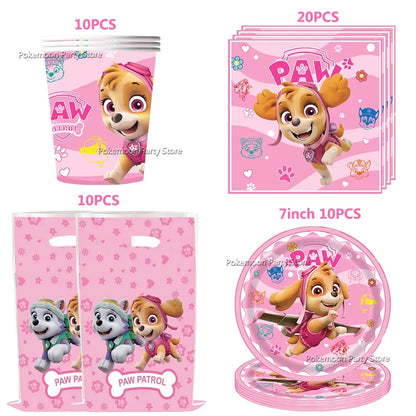 Paw Patrol Kids Birthday Party Supplies Set – Cups, Plates, Napkins, Gift Bags & Cake Toppers Decorations Kit