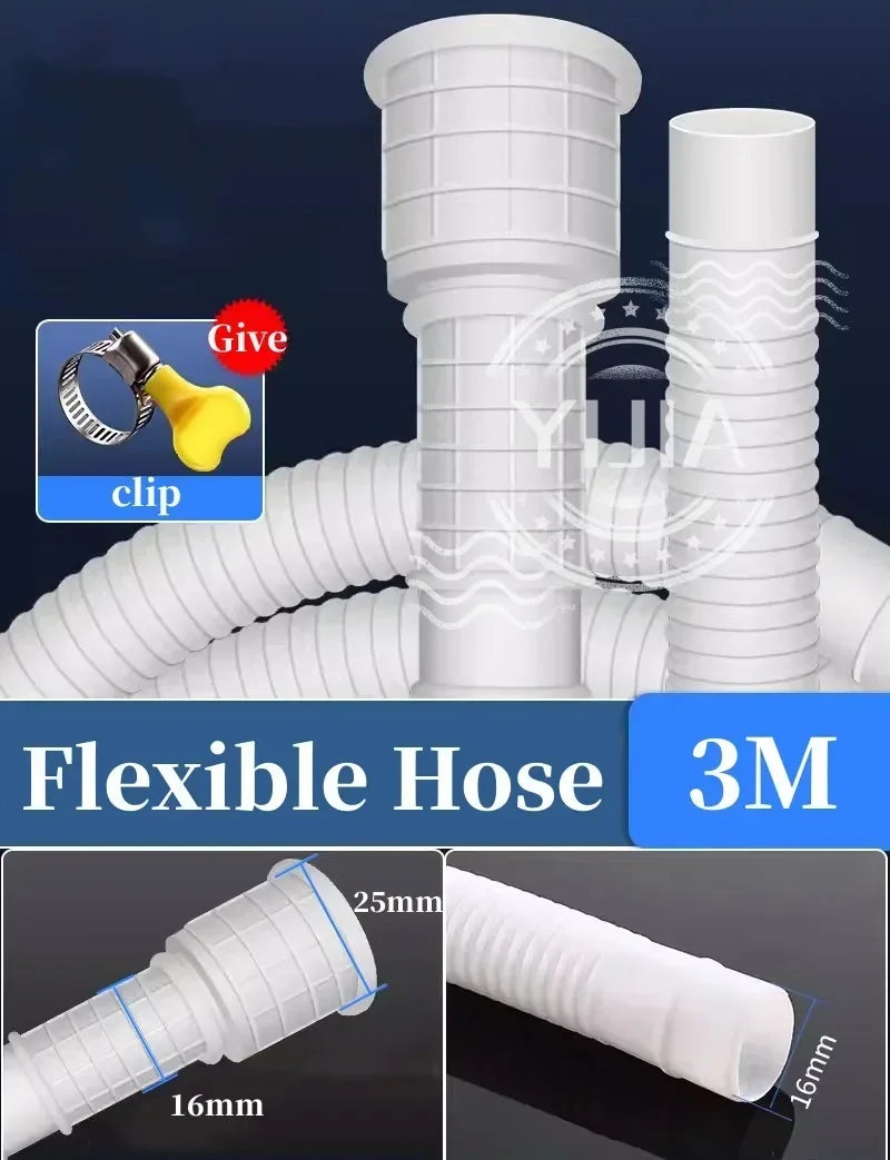 1–4M White Drain Hose Pipe — Extension Tube for Air Conditioner, Washing Machine & Kitchen Faucet
