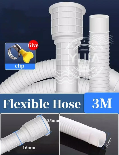 1–4M White Drain Hose Pipe — Extension Tube for Air Conditioner, Washing Machine & Kitchen Faucet