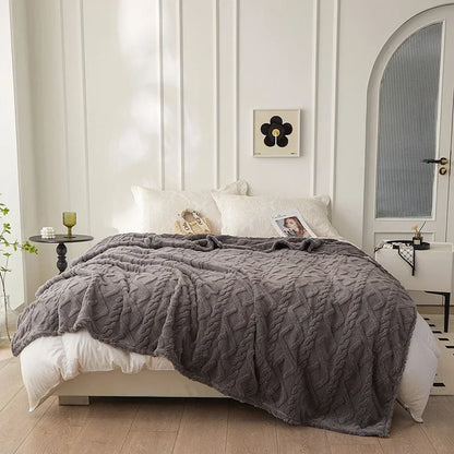 Sage Green Winter Double-Sided Lamb Wool Blanket – Thickened Flannel Throw for Sofa & Bed Cover