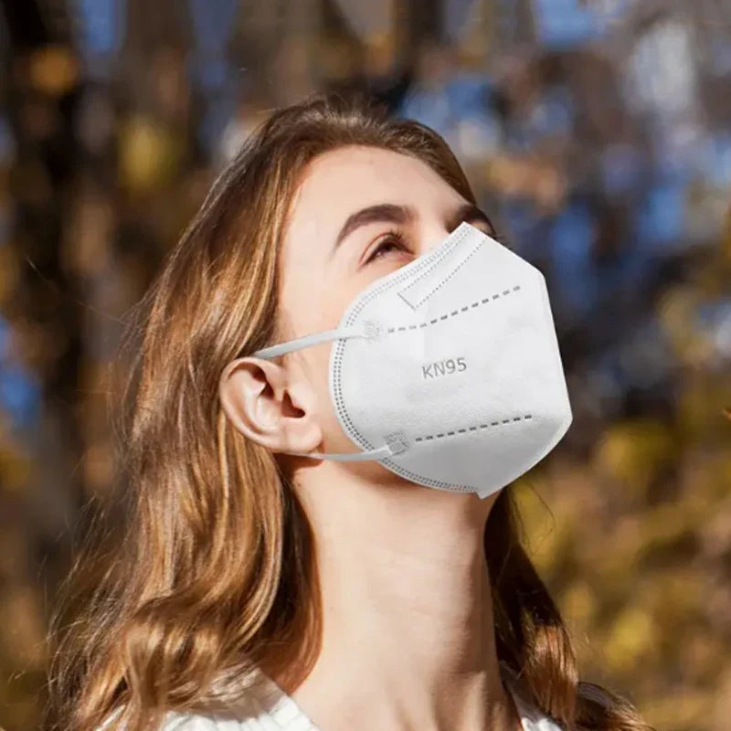 50/100PCS Adult KN95 Masks – Black & White, 5-Layer Dustproof Face Mask with Breathable Design & Adjustable Nose Bridge