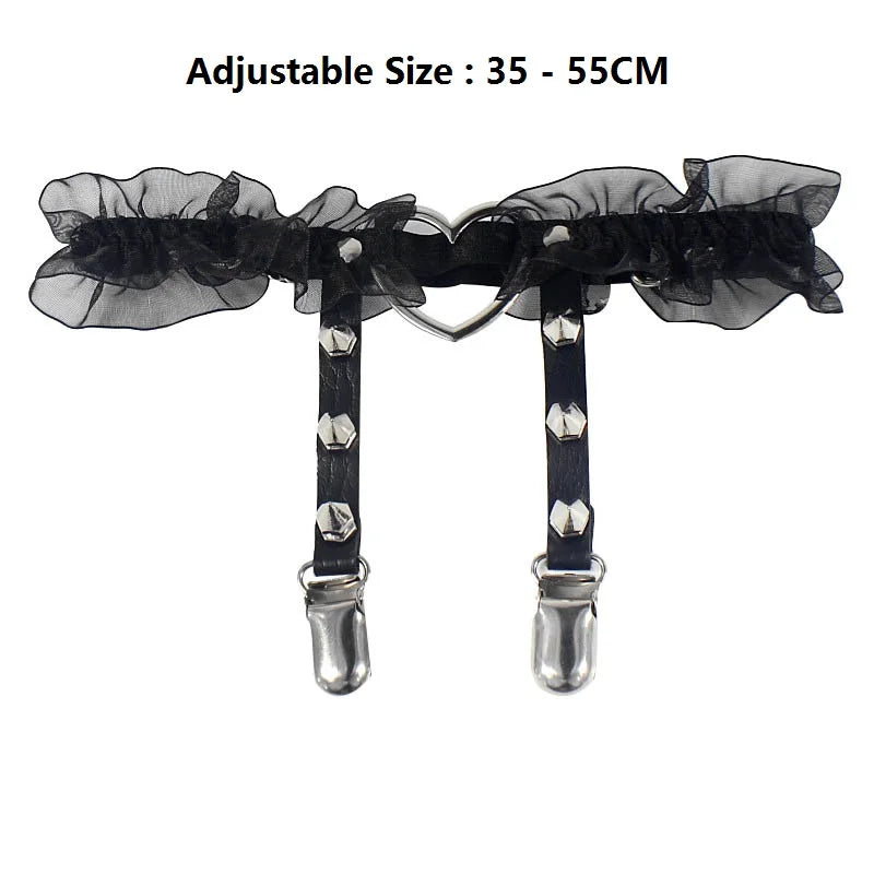 Sexy Leather Thigh Garter Belt – PU Punk Elastic Harness Leg Strap for Women & Girls