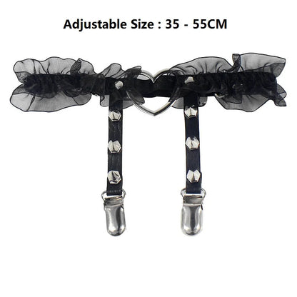 Sexy Leather Thigh Garter Belt – PU Punk Elastic Harness Leg Strap for Women & Girls