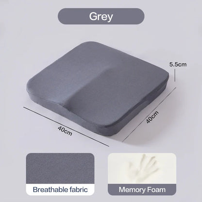 Ergonomic Memory Foam Seat Cushion – Tailbone & Hemorrhoid Relief, Office Chair & Car Pillow