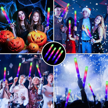 LED Glow Sticks Bulk - 8/10/15/20pcs Colorful RGB Glow Foam Stick for Christmas, Birthday, Wedding, and Glow-in-The-Dark Party Supplies