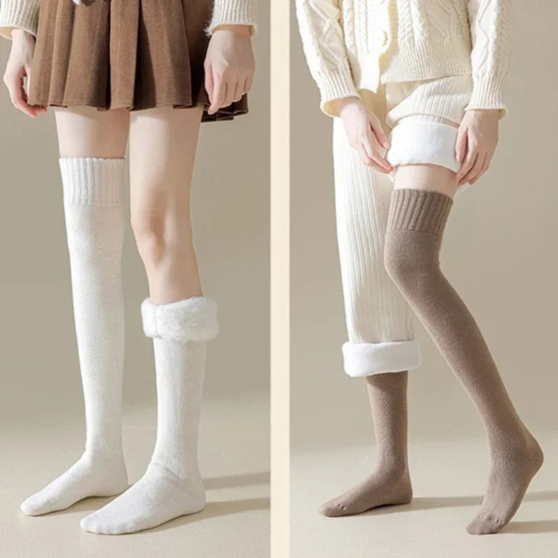 Women's Thick Knee-High Socks – Soft Fluffy Thermal Long Socks, Cozy Winter Legwear for Cold Weather