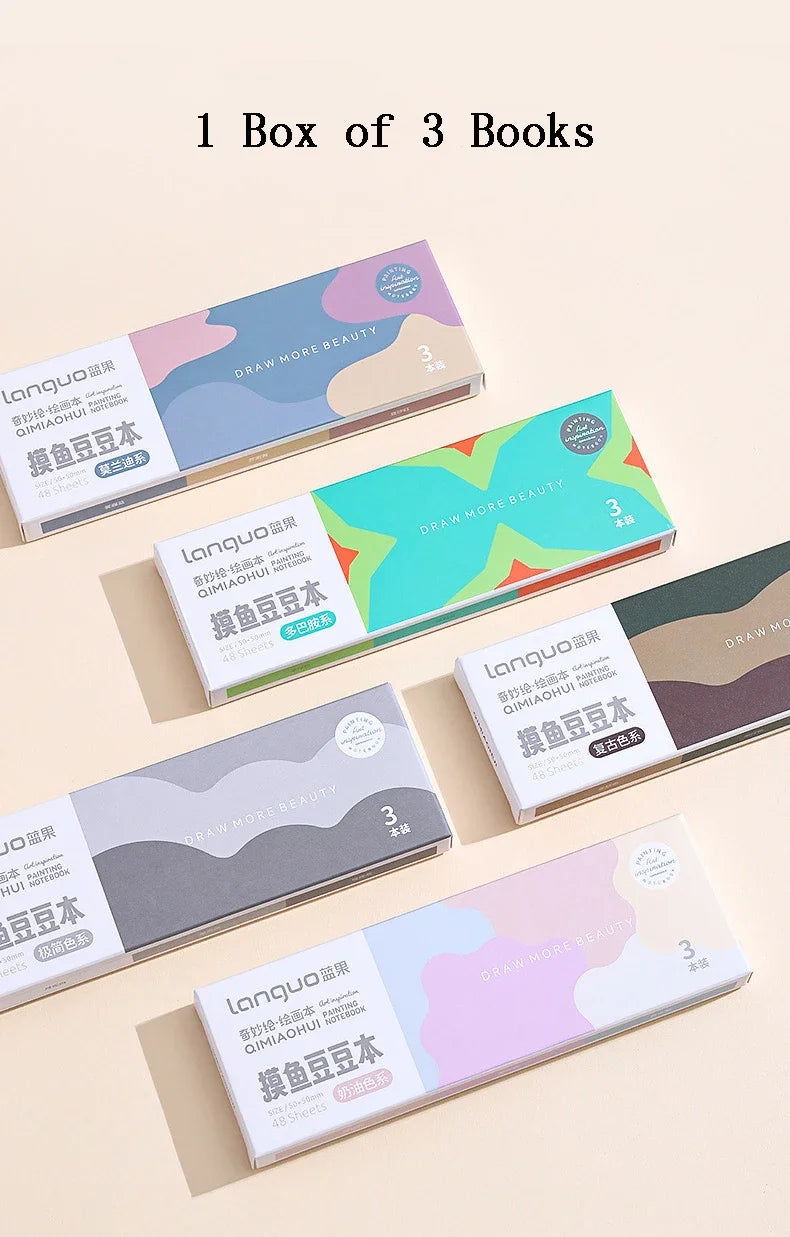 3Pcs Mini Square Watercolor Sketchbook Set – Thick Paper Drawing & Painting Books for Art & Relaxation