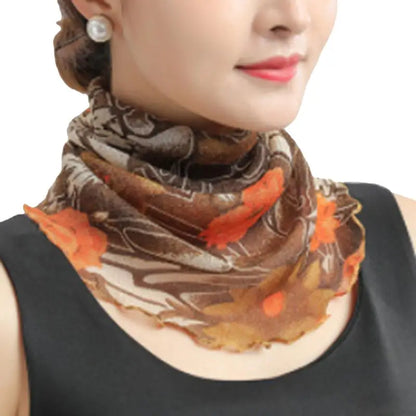 Spring Summer Chiffon Neck Scarf – Lightweight Multi-Function Anti-UV Sunscreen Face & Head Cover for Women