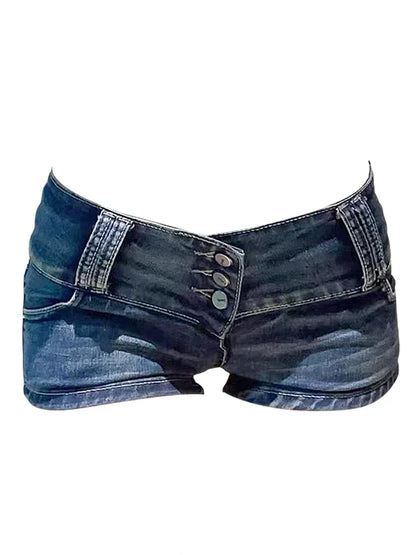 Summer Women’s Y2K Streetwear Gyaru Harajuku Vintage Low Rise 2000s Denim Jean Shorts Hot Pants
