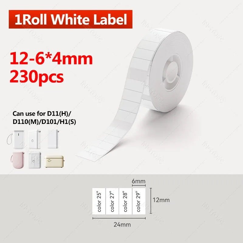 Niimbot D11/D110/D11H/D110M Label Sticker Paper, Self-Adhesive Waterproof Pure White Thermal Printer Labels for Home & Office Use