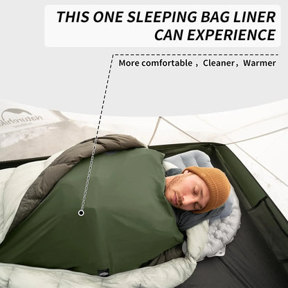 Naturehike Sleeping Bag Liner - 128g Ultralight Travel & Hiking Inner Blanket for Single Sleeping Bags