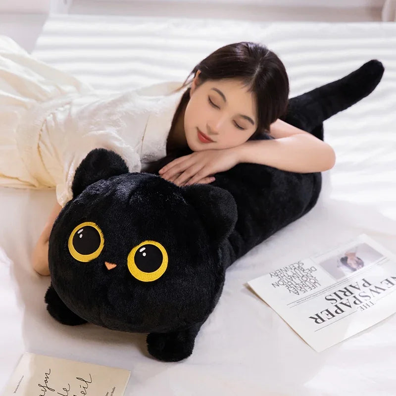 Cute Cat Lying Plush Doll Pillow – Kawaii Cartoon Stuffed Toy for Home, Office & Valentine’s Day Gift