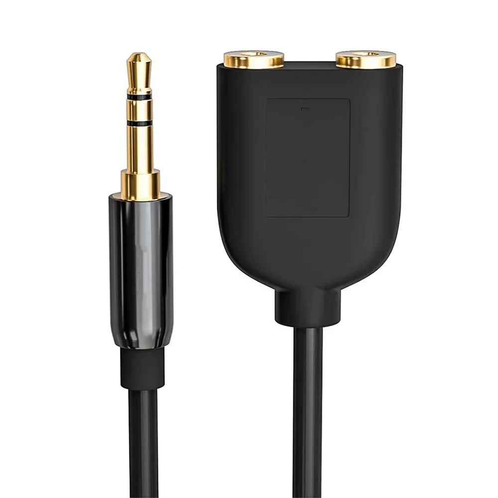 3.5mm Stereo Audio Y Splitter Cable – Hi-Fi Sound Extension Converter, 1 Male to 2 Female Headphone Jack Adapter