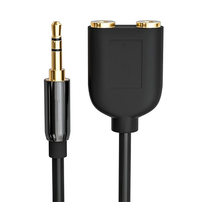 3.5mm Stereo Audio Y Splitter Cable – Hi-Fi Sound Extension Converter, 1 Male to 2 Female Headphone Jack Adapter