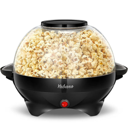 6-Quart Electric Popcorn Maker with Nonstick Plate & Quick-Heat Stirring – Cool Touch Handles