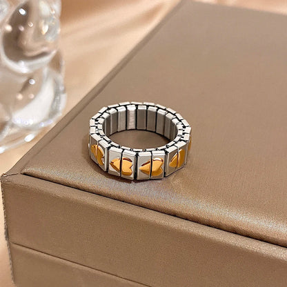 Greatera Stainless Steel Heart Cuff Ring – Wide Thick Statement Jewelry for Women & Men, European American Style