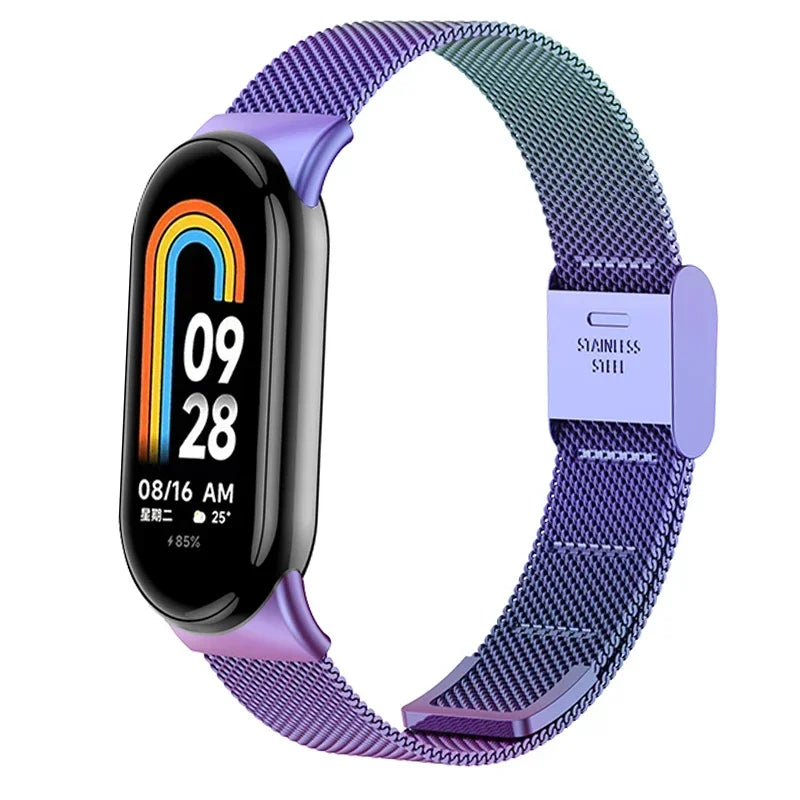 Stainless Steel Mesh Strap for Xiaomi Mi Band 9 & 8 – Metal Replacement Watchband Accessory