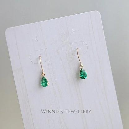 925 Sterling Silver Emerald Zircon Water Drop Earrings for Women – 14K Gold Plated Retro Luxury Jewelry