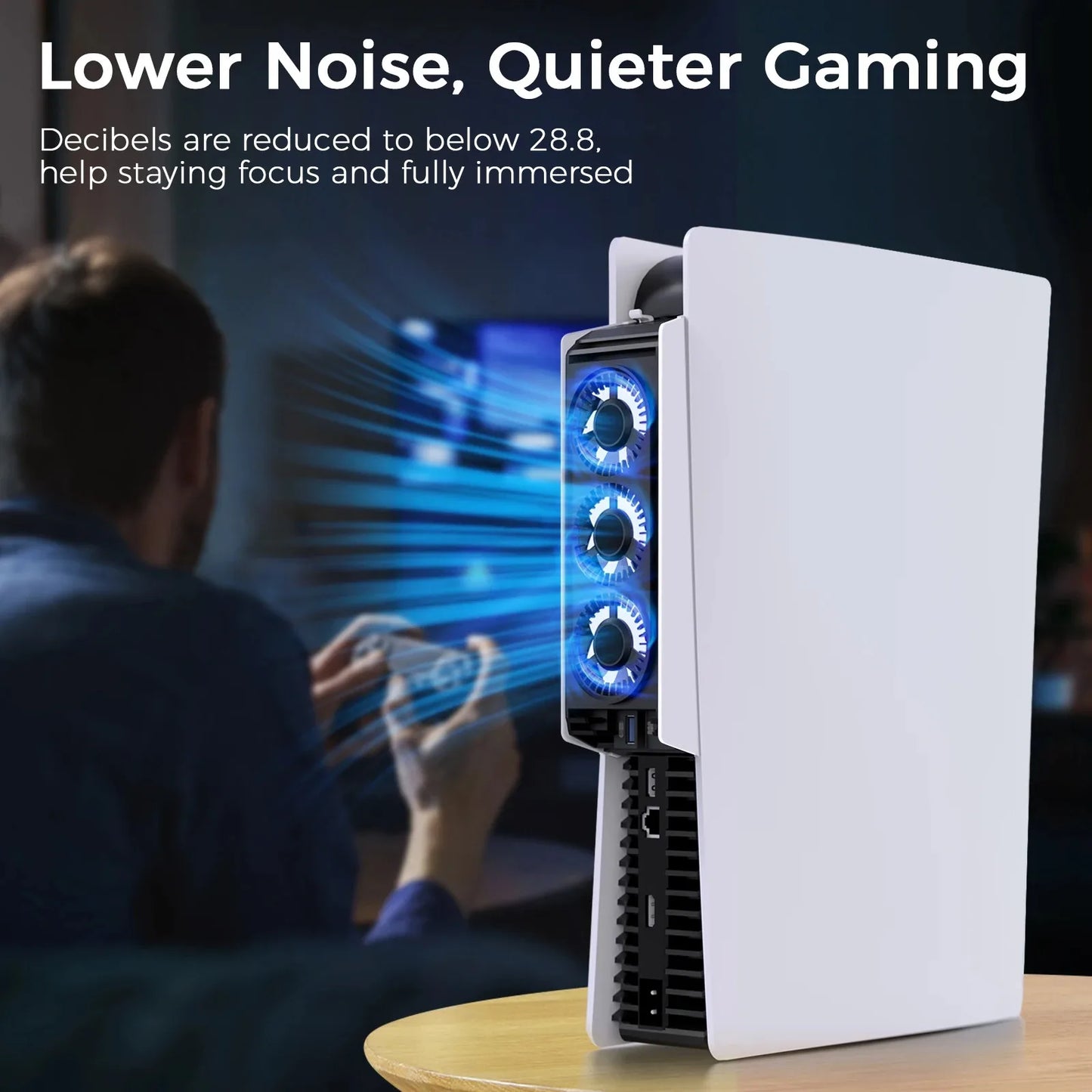 PS5 Disc & Digital Console Cooling Fan – USB 3.0 Hub with 2-Speed Adjustable Cooling System Gaming Accessory