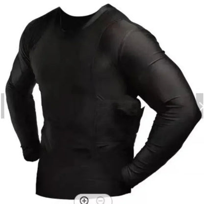 Men's Tactical Army Shooting Shirt - Half Sleeves with Concealed Carry Holster, Side Gun Pockets, Custom Design Base Layer