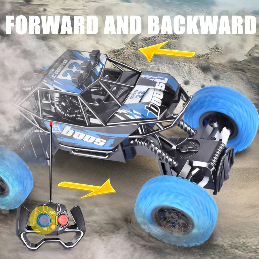 Remote Control Off-Road Toy Car - Colorful Flashing Lights and Rubber Wheels, Ideal Christmas Gift for Children