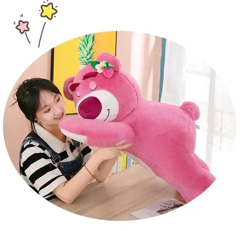 90cm Disney Toy Story Lotso Strawberry Bear Plush Sofa Pillow – Cute Stuffed Toy Gift for Kids & Friends