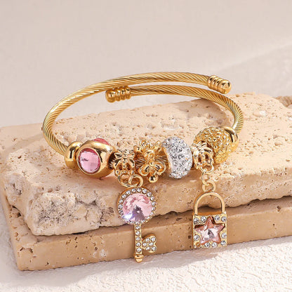 Fashionable Women's Stainless Steel Multi-Element Bracelet – Ideal for Daily Wear, Parties & Festival Gifts