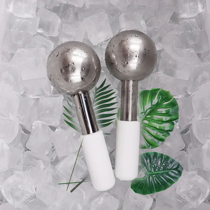 Mini 2pcs Stainless Steel Ice Globes – Cryo Sticks for Face & Eyes, Cold Roller for Puffiness, Wrinkles & Dark Circles