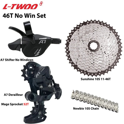 LTWOO A7 1x10S Groupset – 10-Speed Shifter & Derailleur with SUNSHINE Cassette 36T-50T & VXM Chain for MTB